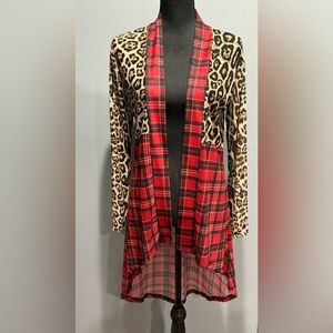 Crazy Train Pine Ridge Plaid Duster cardigan, size: Small